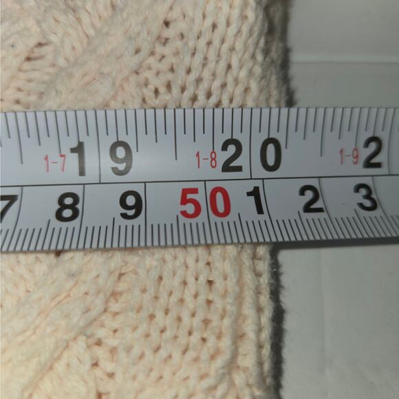 Jeanne Pierre Womens Large Pale Peach Sweater Cotton Long Sleeve Pockets Neutral - Picture 9 of 11